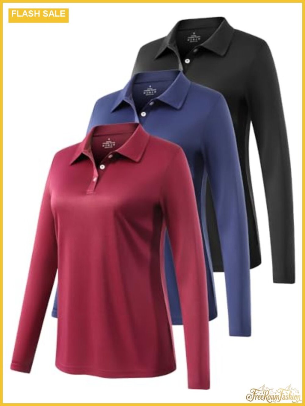 Women's Long Sleeve Golf Polo Shirt UV Protection Moisture Wicking Activewear